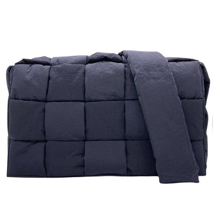 Bottega Veneta Padetto Tech Cassette Maxi Intrecciato Shoulder Bag Nylon Navy