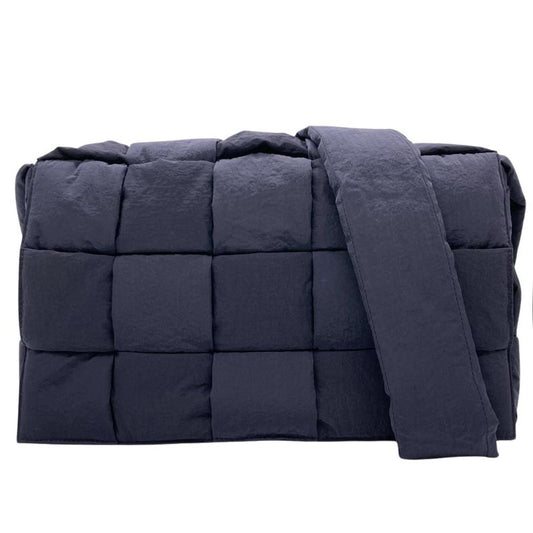 Bottega Veneta Padetto Tech Cassette Maxi Intrecciato Shoulder Bag Nylon Navy