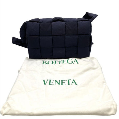 Bottega Veneta Padetto Tech Cassette Maxi Intrecciato Shoulder Bag Nylon Navy