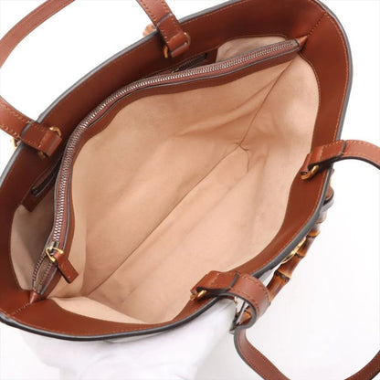 Gucci Bamboo Diana Leather 2WAY Tote Bag Shoulder Hand Brown Women MCM Db50-3