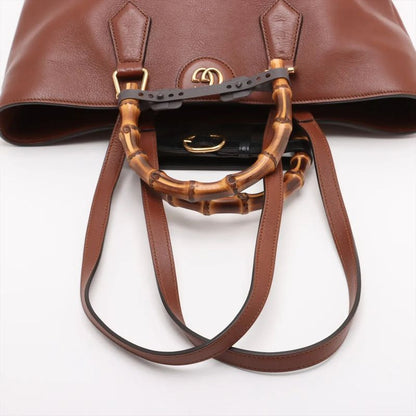 Gucci Bamboo Diana Leather 2WAY Tote Bag Shoulder Hand Brown Women MCM Db50-3