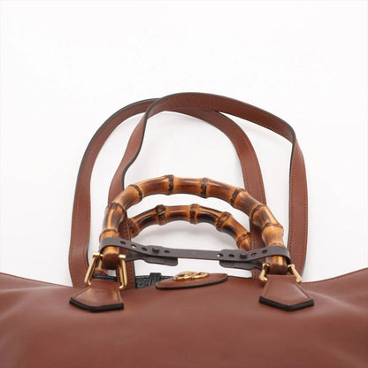 Gucci Bamboo Diana Leather 2WAY Tote Bag Shoulder Hand Brown Women MCM Db50-3