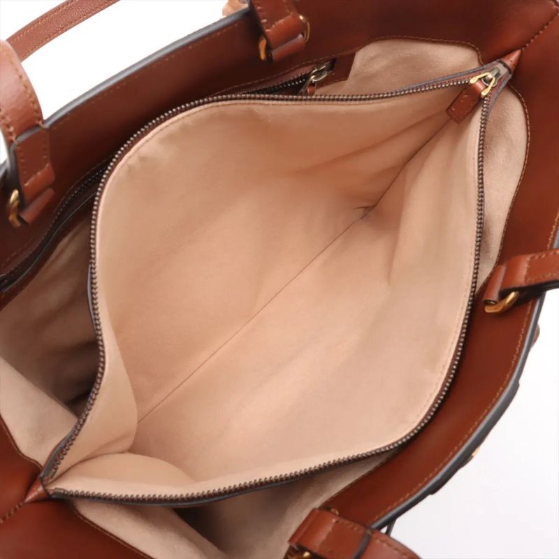 Gucci Bamboo Diana Leather 2WAY Tote Bag Shoulder Hand Brown Women MCM Db50-3