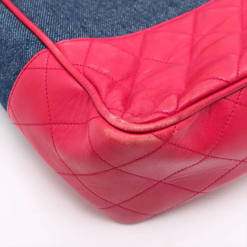 Chanel With Serial Seal Matelasse Denim Red Tote Bag Shoulder Hand A4 Ladies