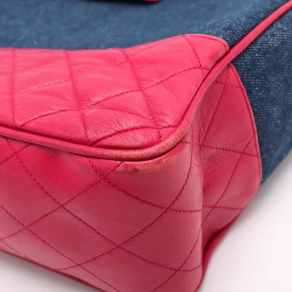 Chanel With Serial Seal Matelasse Denim Red Tote Bag Shoulder Hand A4 Ladies
