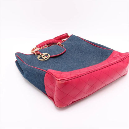Chanel With Serial Seal Matelasse Denim Red Tote Bag Shoulder Hand A4 Ladies