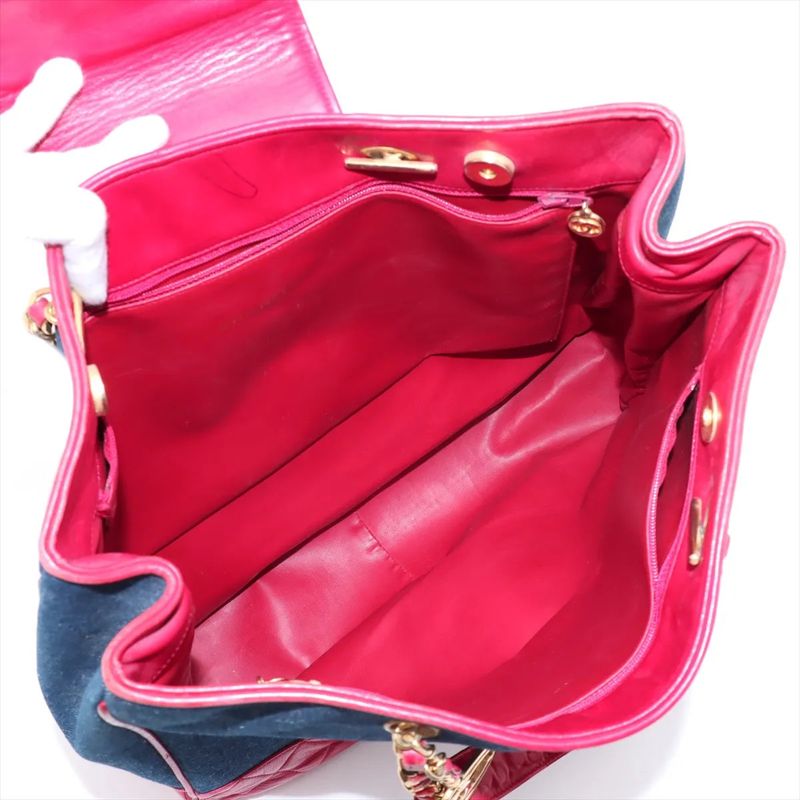 Chanel With Serial Seal Matelasse Denim Red Tote Bag Shoulder Hand A4 Ladies