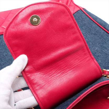 Chanel With Serial Seal Matelasse Denim Red Tote Bag Shoulder Hand A4 Ladies