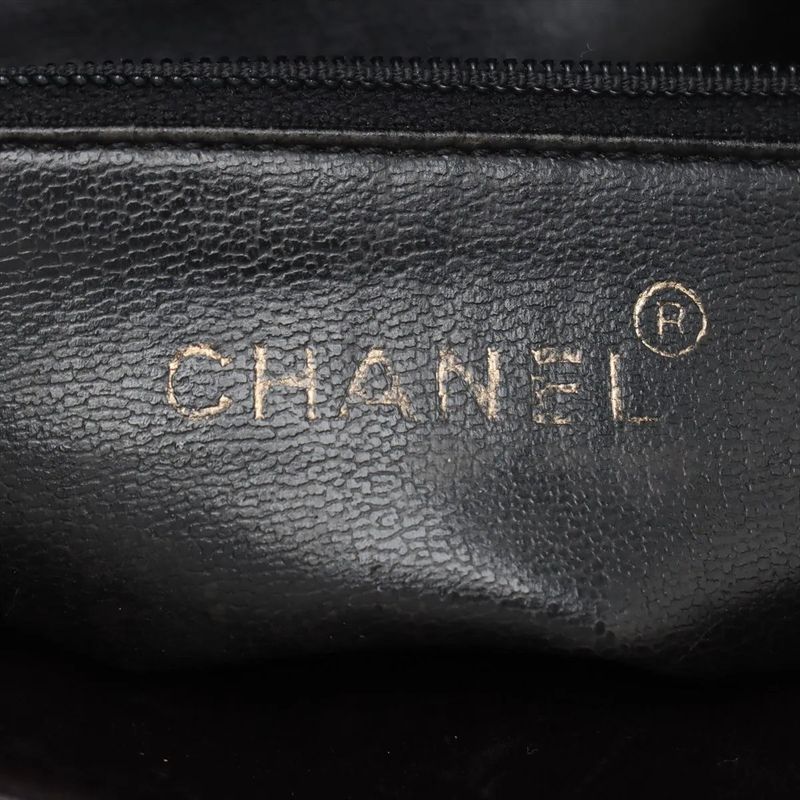 Chanel Coco Mark Chain Leather Shoulder Bag Shoulder Tote Genuine Leather Black