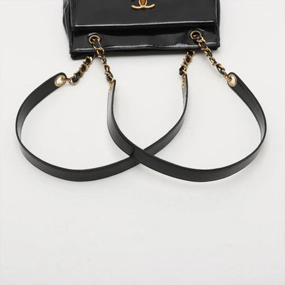 Chanel Coco Mark Chain Leather Shoulder Bag Shoulder Tote Genuine Leather Black