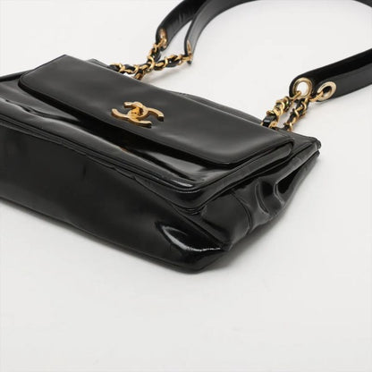 Chanel Coco Mark Chain Leather Shoulder Bag Shoulder Tote Genuine Leather Black