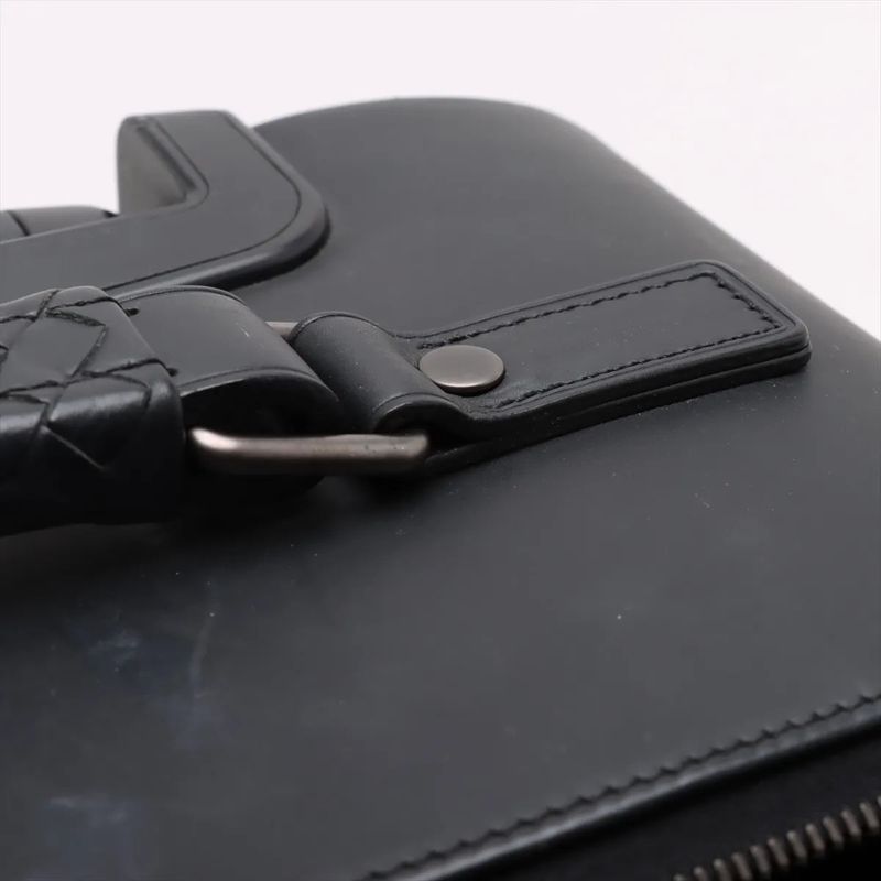 Bottega Veneta Croc Intrecciato Leather Suitcase Carry Case Bag Black Men's MMM