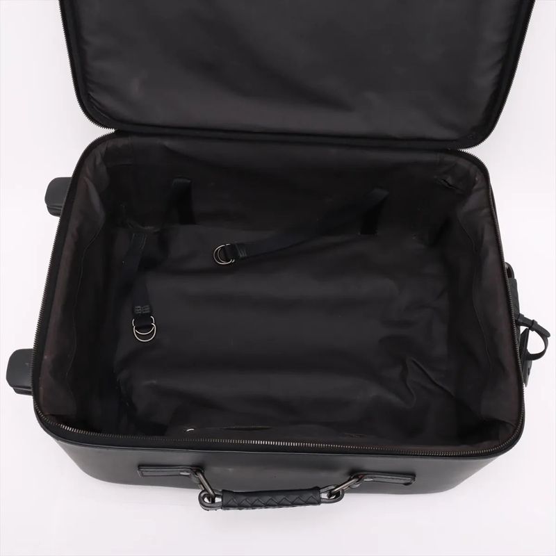 Bottega Veneta Croc Intrecciato Leather Suitcase Carry Case Bag Black Men's MMM