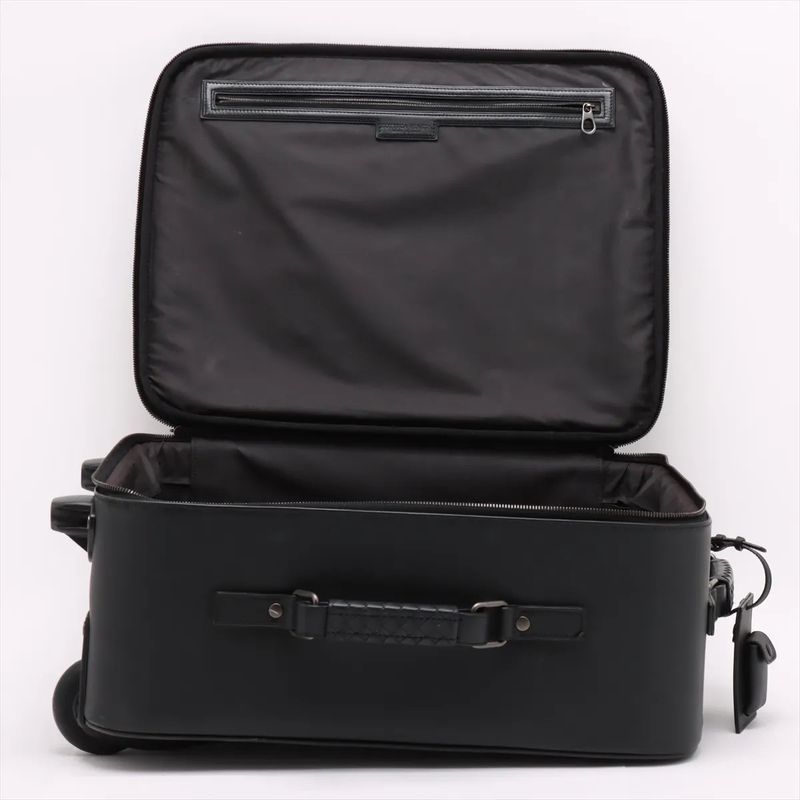 Bottega Veneta Croc Intrecciato Leather Suitcase Carry Case Bag Black Men's MMM