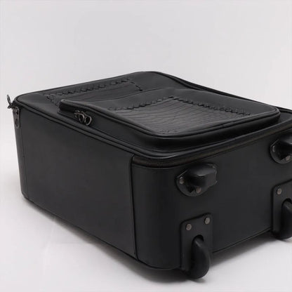 Bottega Veneta Croc Intrecciato Leather Suitcase Carry Case Bag Black Men's MMM