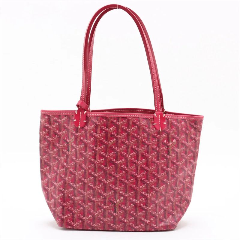 Goyard Saint Louis Junior Red Leather Handbag Tote Brand Genuine Leather Ladies