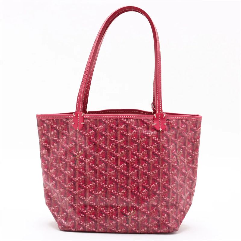 Goyard Saint Louis Junior Red Leather Handbag Tote Brand Genuine Leather Ladies