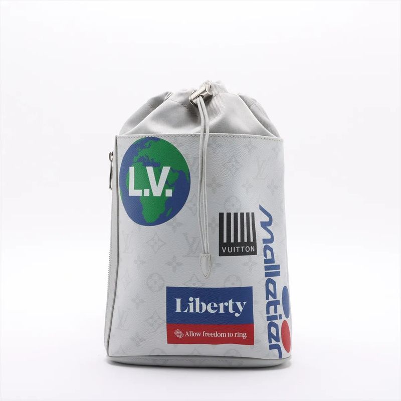 Louis Vuitton Monogram Chokes Ring Bag M44629 Leather Body Bag Crossbody Gray