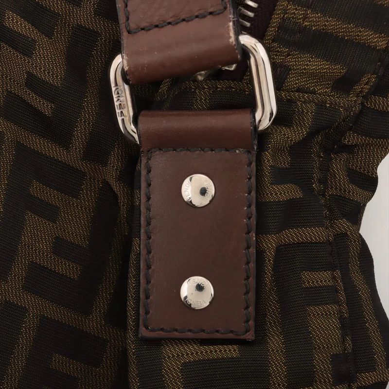 Fendi Zucca Leather Shoulder Bag Crossbody Hand Tote Brown Women's MMM Db53-2