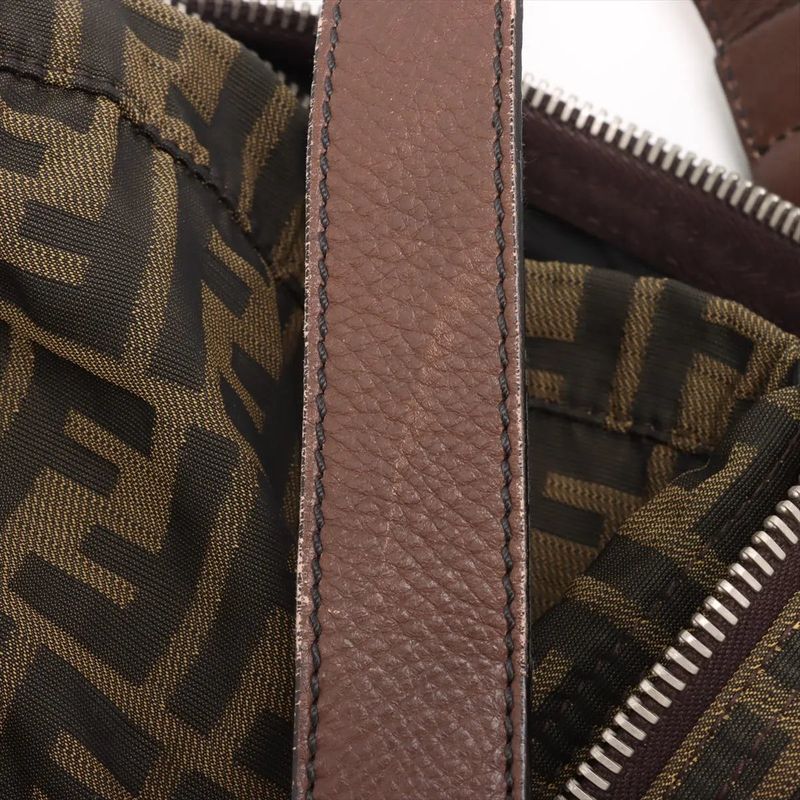 Fendi Zucca Leather Shoulder Bag Crossbody Hand Tote Brown Women's MMM Db53-2