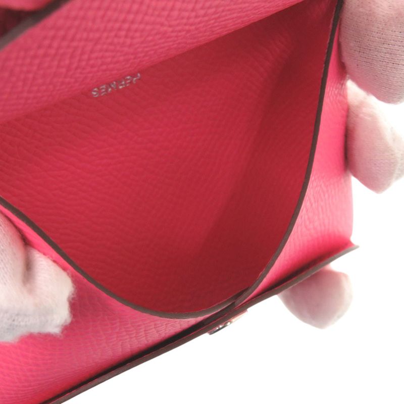 Hermes Calvi Duo Vaux Epson Rose Azalea Pink Stamped U (2022) Coin Case Wallet