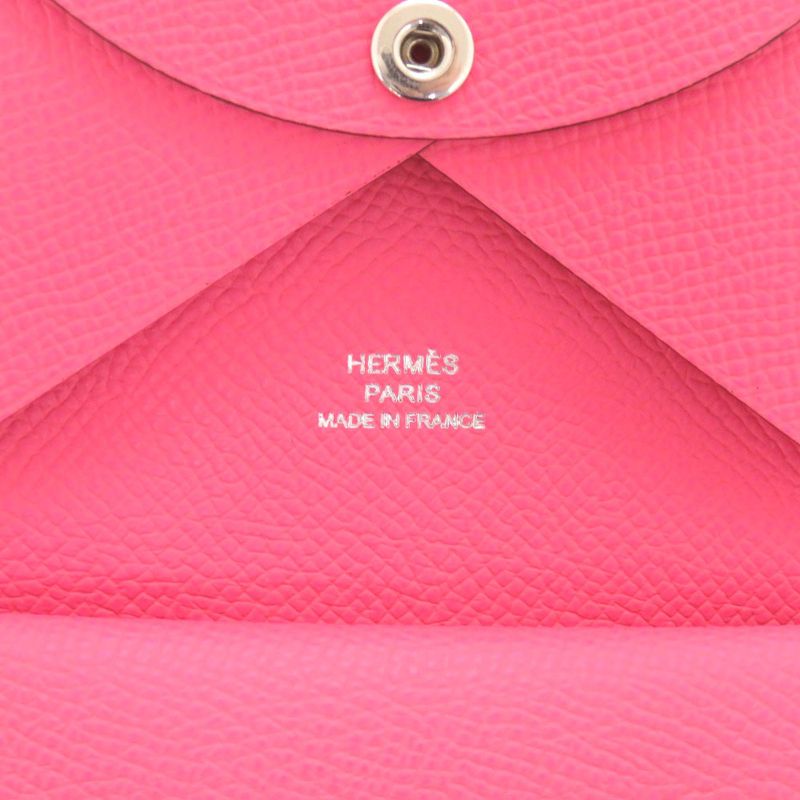 Hermes Calvi Duo Vaux Epson Rose Azalea Pink Stamped U (2022) Coin Case Wallet