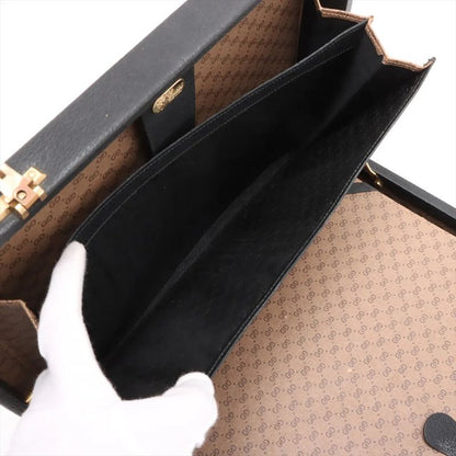 Gucci Old Leather Attache Case Hard Case Document Bag Business Travel Black A4