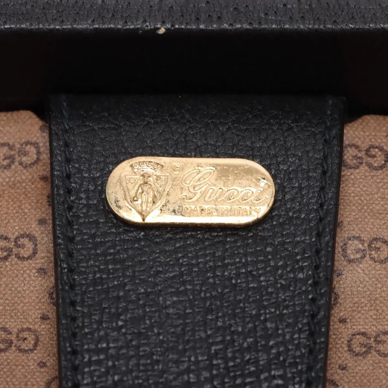 Gucci Old Leather Attache Case Hard Case Document Bag Business Travel Black A4