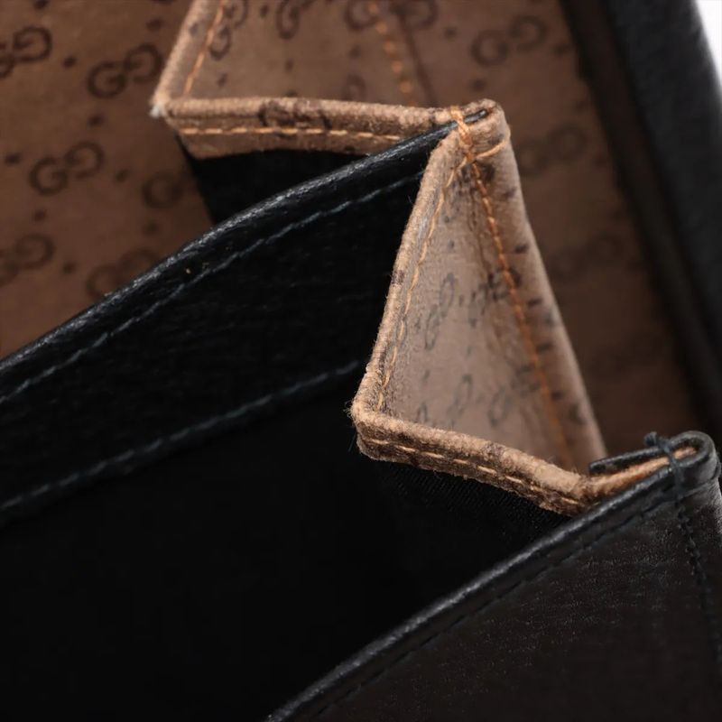 Gucci Old Leather Attache Case Hard Case Document Bag Business Travel Black A4