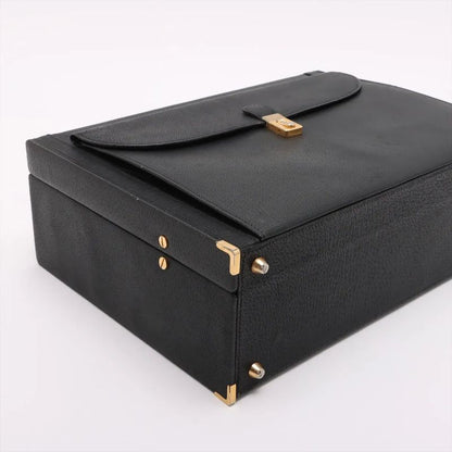 Gucci Old Leather Attache Case Hard Case Document Bag Business Travel Black A4
