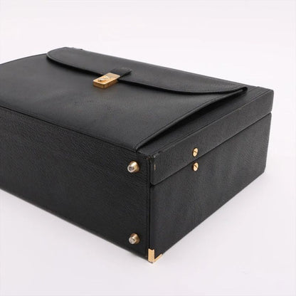 Gucci Old Leather Attache Case Hard Case Document Bag Business Travel Black A4