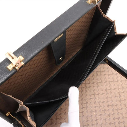 Gucci Old Leather Attache Case Hard Case Document Bag Business Travel Black A4