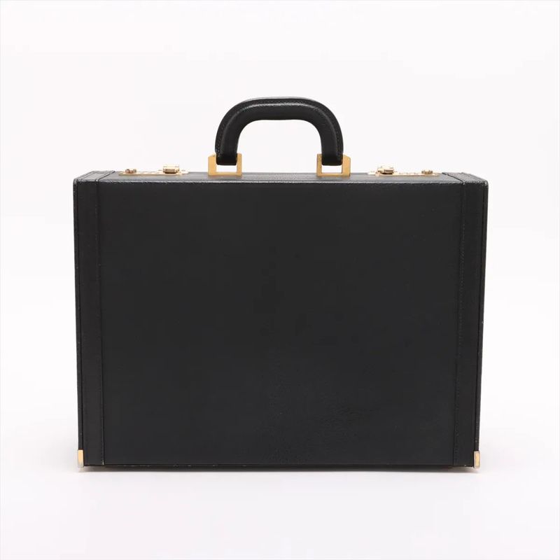 Gucci Old Leather Attache Case Hard Case Document Bag Business Travel Black A4
