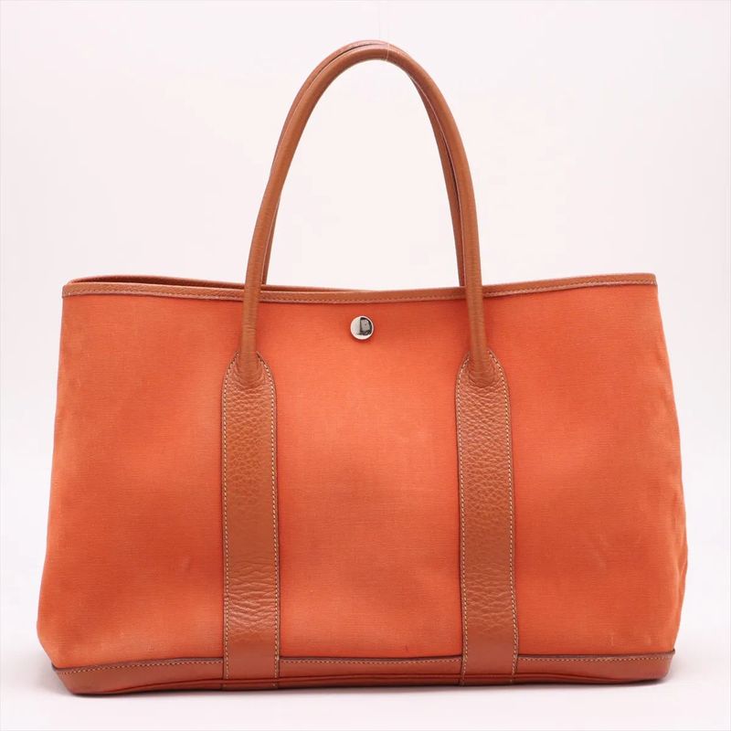Hermes □I Mark Garden Party PM Leather Tote Bag Shoulder Orange Genuine Leather