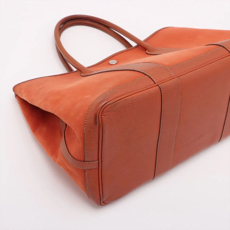 Hermes □I Mark Garden Party PM Leather Tote Bag Shoulder Orange Genuine Leather