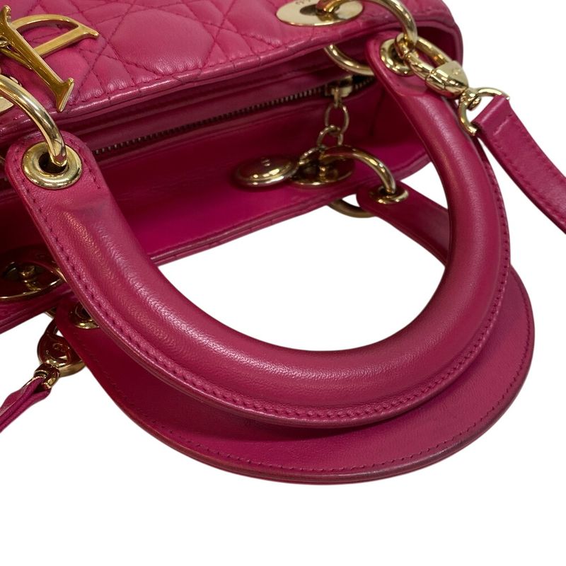 Christian Dior 2way Shoulder Lady Dior Handbag Pink Women
