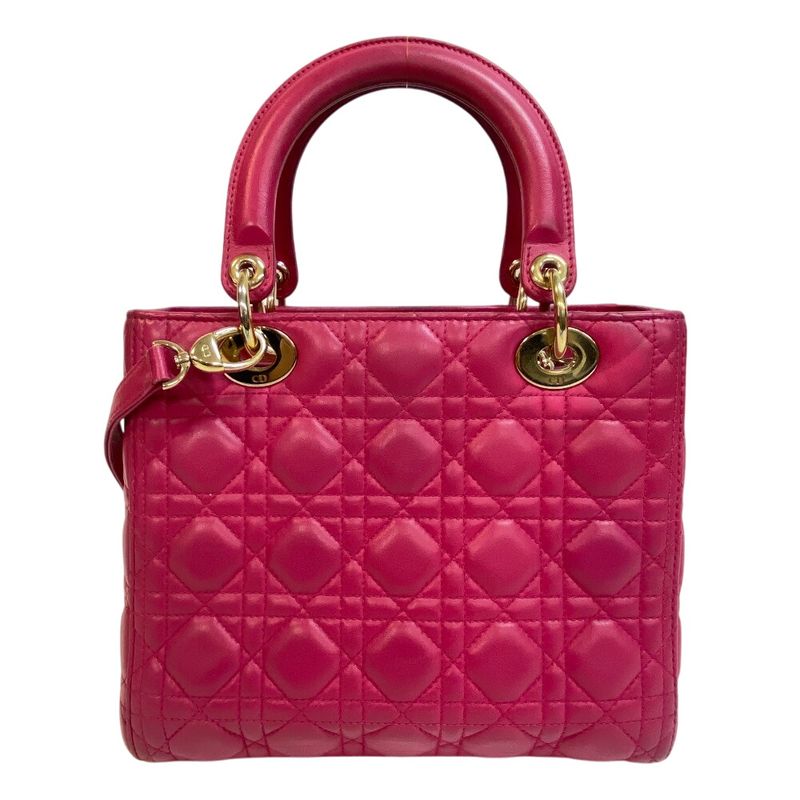 Christian Dior 2way Shoulder Lady Dior Handbag Pink Women