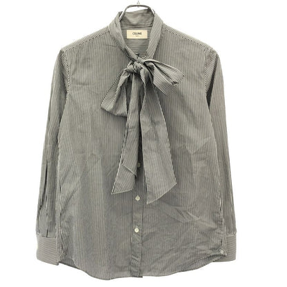 Celine Striped Bow Tie Shirt 2c193022f Black and White 36