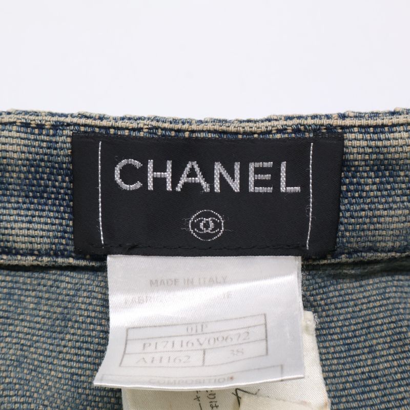 Chanel 01p P17116v09672 Coco Mark Button Denim Skirt 38