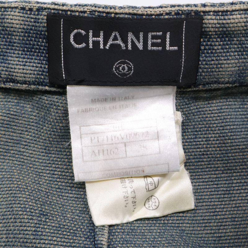 Chanel 01p P17116v09672 Coco Mark Button Denim Skirt 38