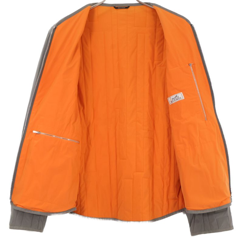 Hermes Nylon H Motif W-Zip Collarless Quilted Jacket 48