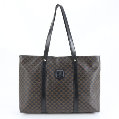 Celine Triomphe Macadam Leather Tote Bag Shoulder Hand A4 Black Women's CEE
