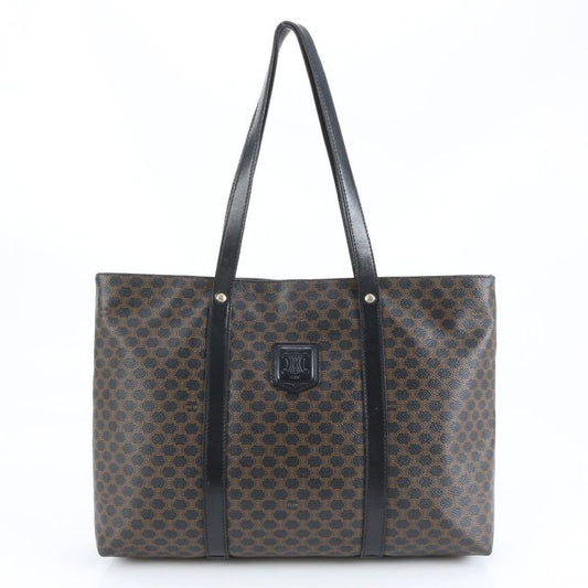 Celine Triomphe Macadam Leather Tote Bag Shoulder Hand A4 Black Women's CEE