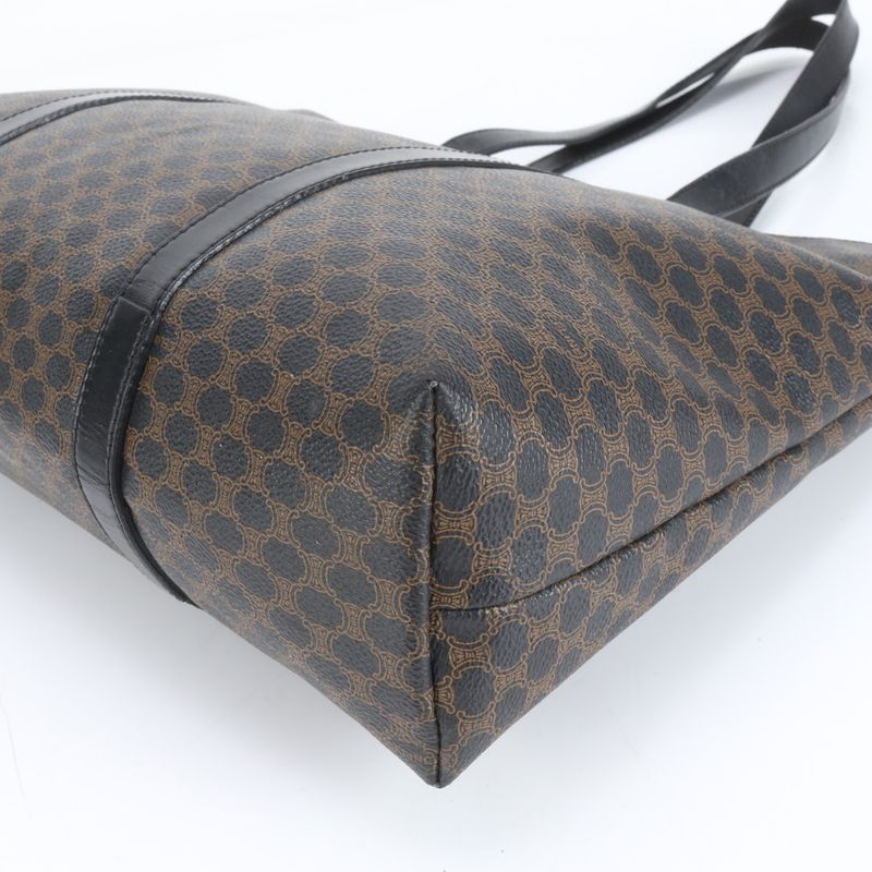 Celine Triomphe Macadam Leather Tote Bag Shoulder Hand A4 Black Women's CEE