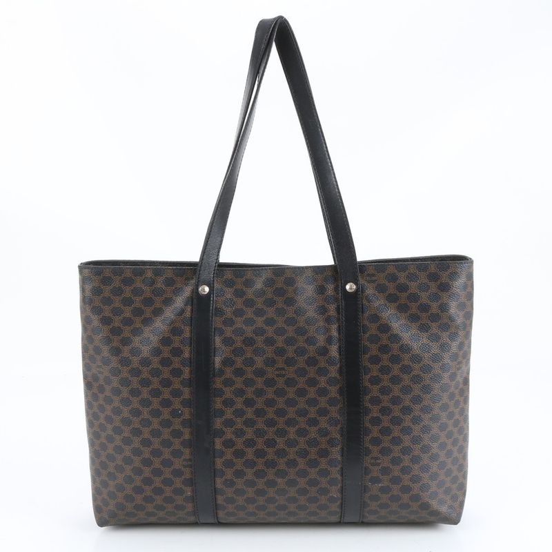 Celine Triomphe Macadam Leather Tote Bag Shoulder Hand A4 Black Women's CEE