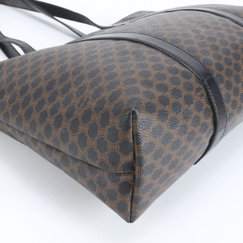 Celine Triomphe Macadam Leather Tote Bag Shoulder Hand A4 Black Women's CEE