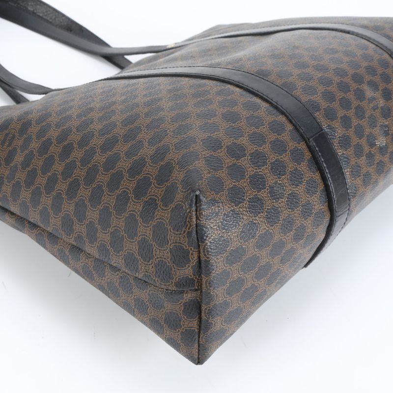 Celine Triomphe Macadam Leather Tote Bag Shoulder Hand A4 Black Women's CEE