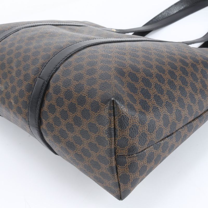 Celine Triomphe Macadam Leather Tote Bag Shoulder Hand A4 Black Women's CEE