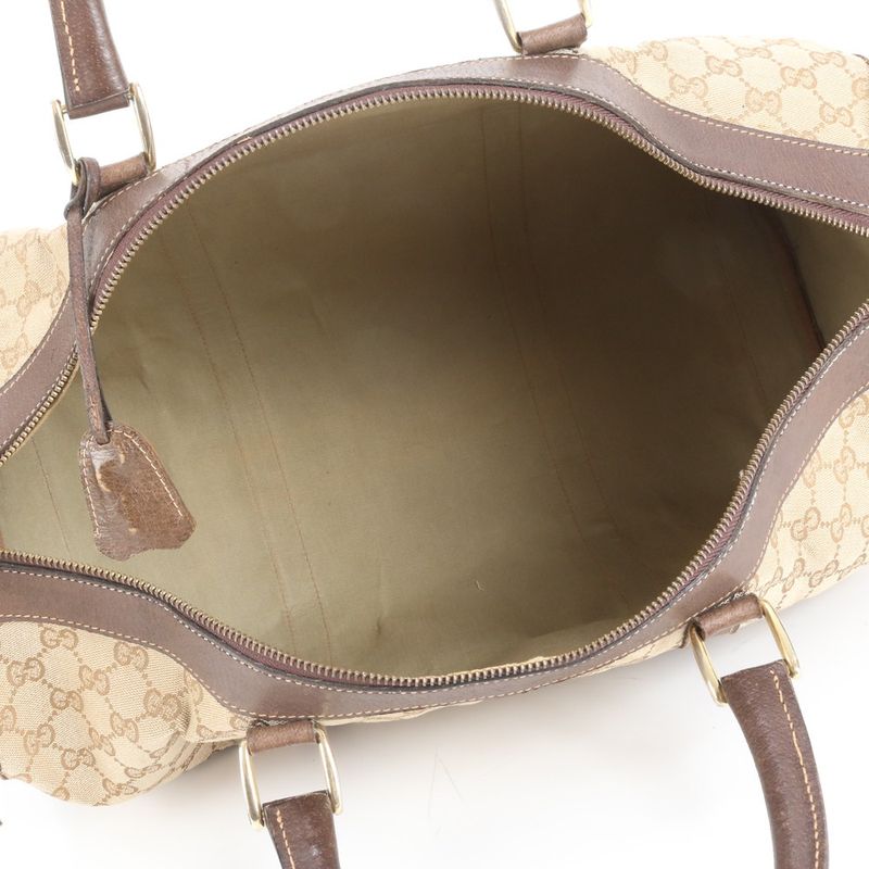 Vintage Old Gucci GG Canvas Leather Boston Bag Business Travel Tote Business