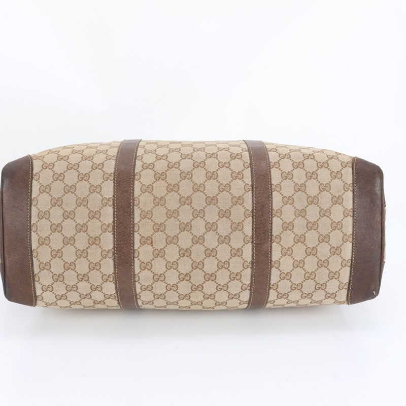 Vintage Old Gucci GG Canvas Leather Boston Bag Business Travel Tote Business